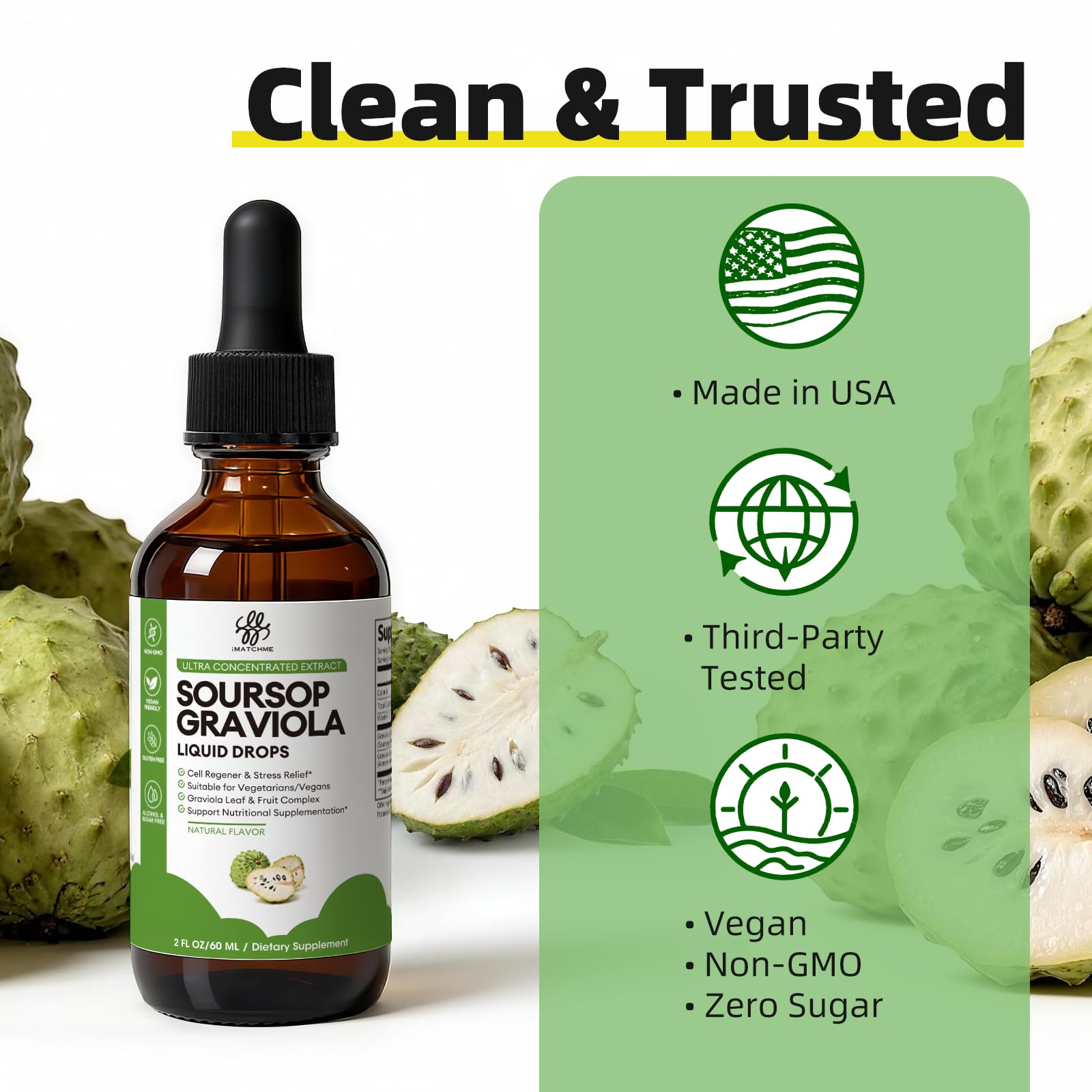 iMATCHME Soursop Graviola drops added to tea for a relaxing daily ritual.