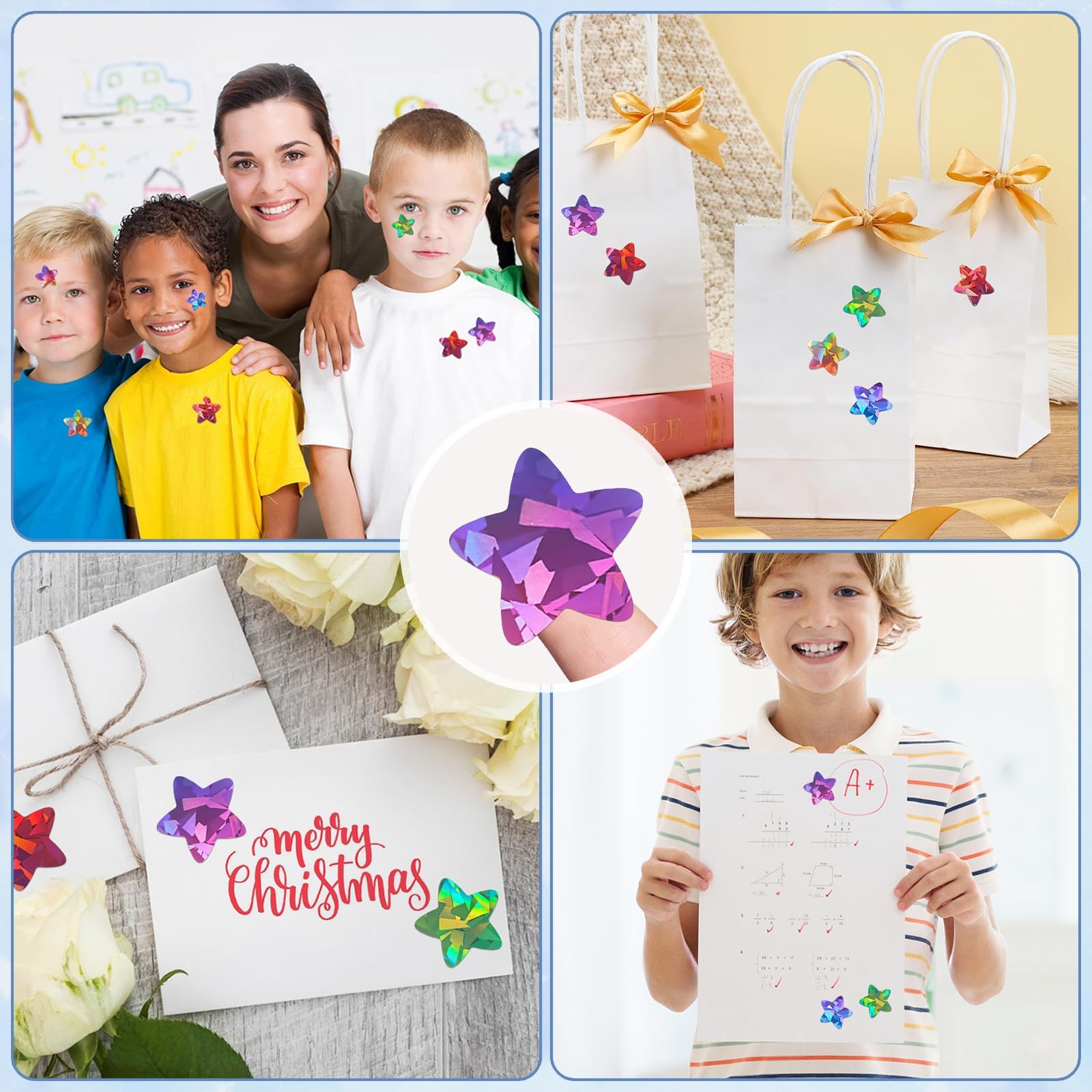 Imeepa glitter star stickers add shine to school activities.