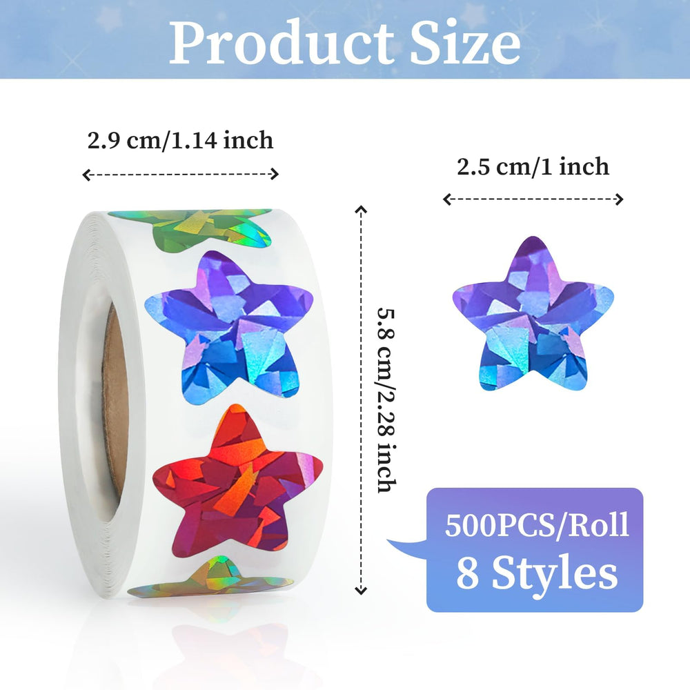 Imeepa multicolor star stickers with laser design for classroom sparkle.