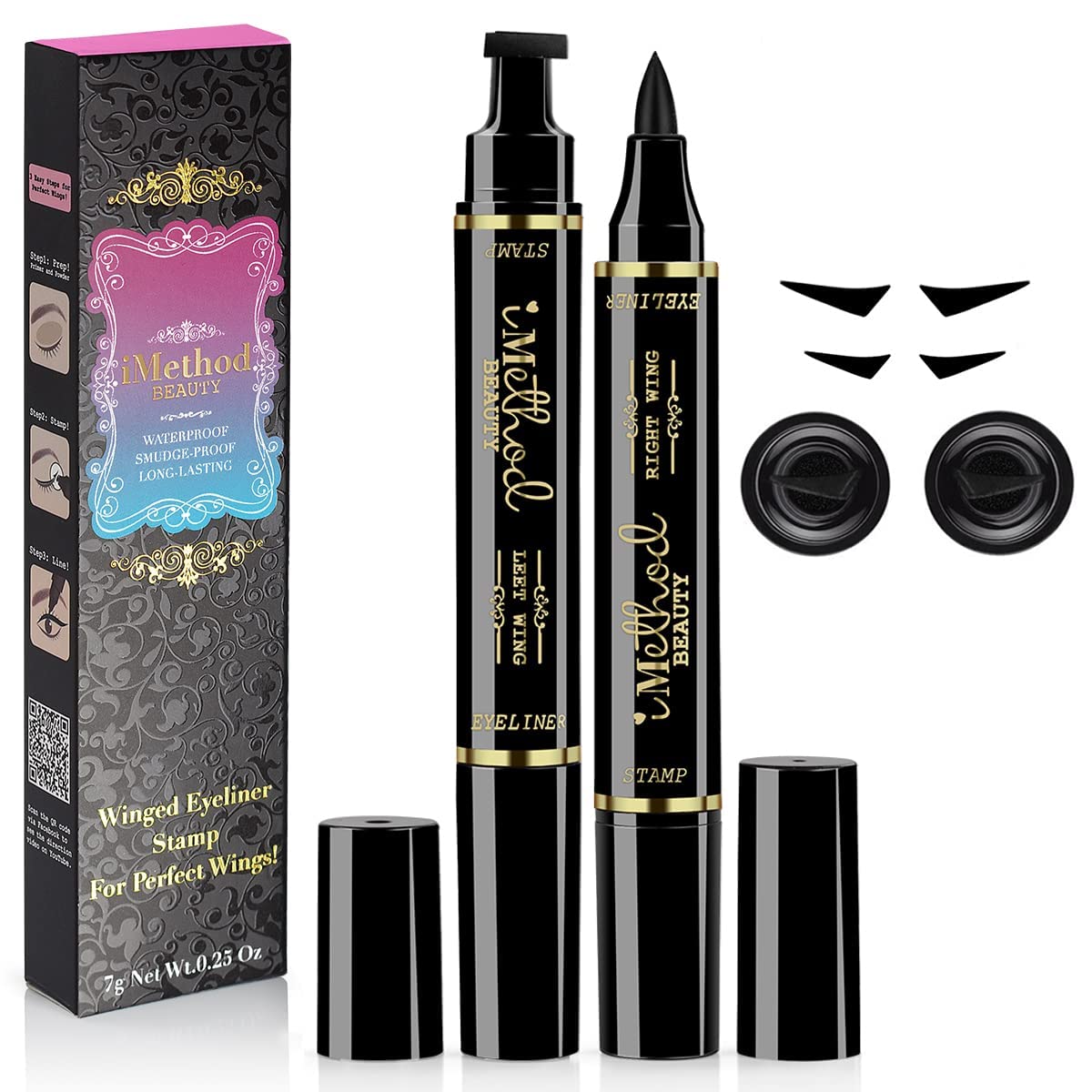 iMethod winged eyeliner stamp close-up showing dual-ended design for easy wings.