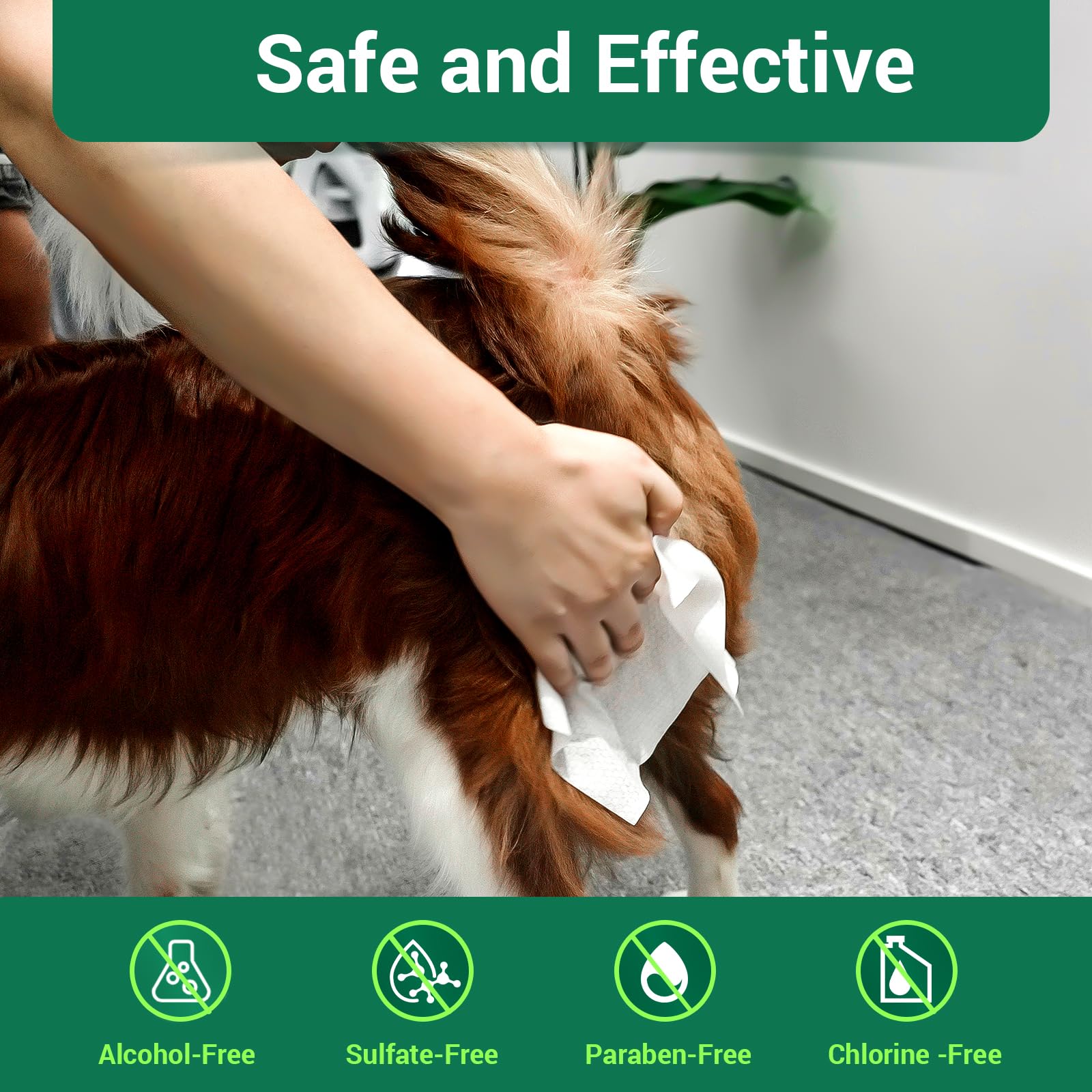 IMMCUTE dog wipes for face and ears, gentle cleansing.