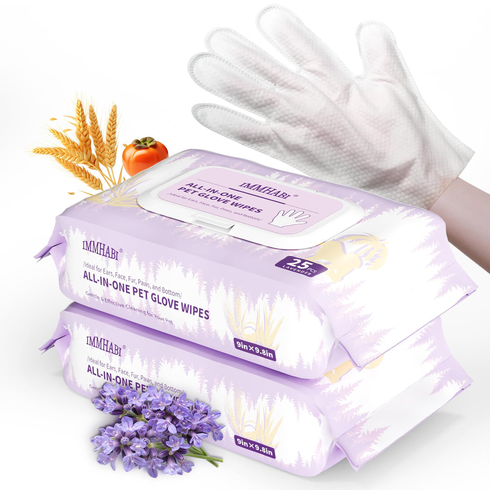 IMMHABI pet glove wipes for full body cleaning and odor control.