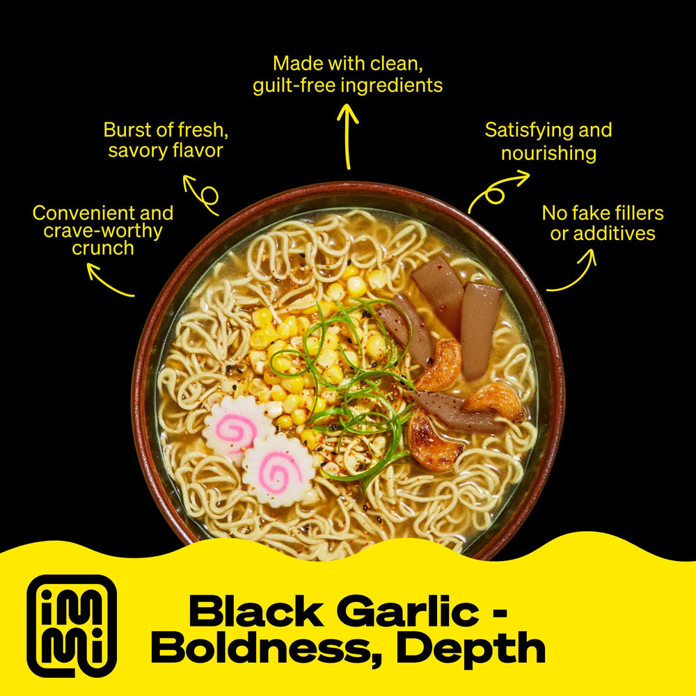 immi Black Garlic Chicken Ramen protein-rich broth supports steady energy during busy days.