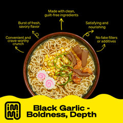 immi Black Garlic Chicken Ramen protein-rich broth supports steady energy during busy days.