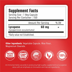 Immortal Herbs lycopene capsules arranged for a simple daily routine.