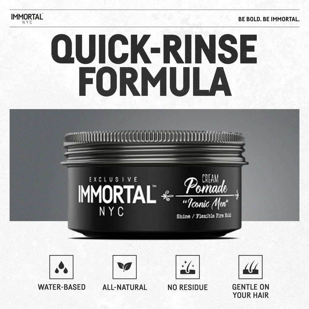 Immortal NYC Iconic Man pomade hands applying for quick styling
