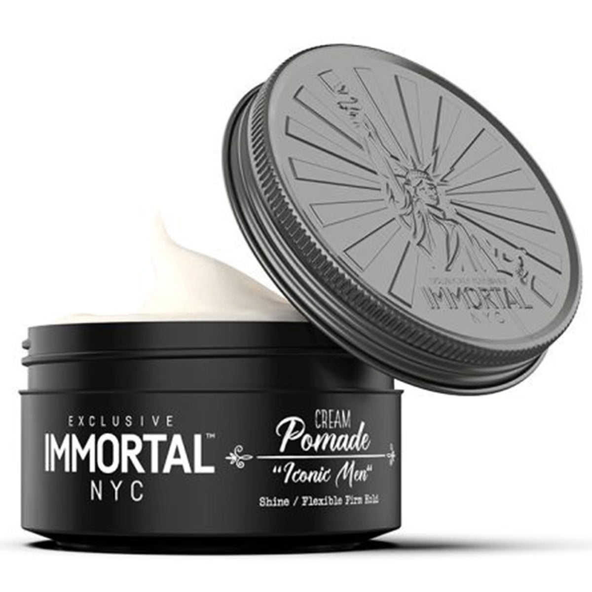 Immortal NYC Iconic Man pomade jar label ready for a clean, professional look