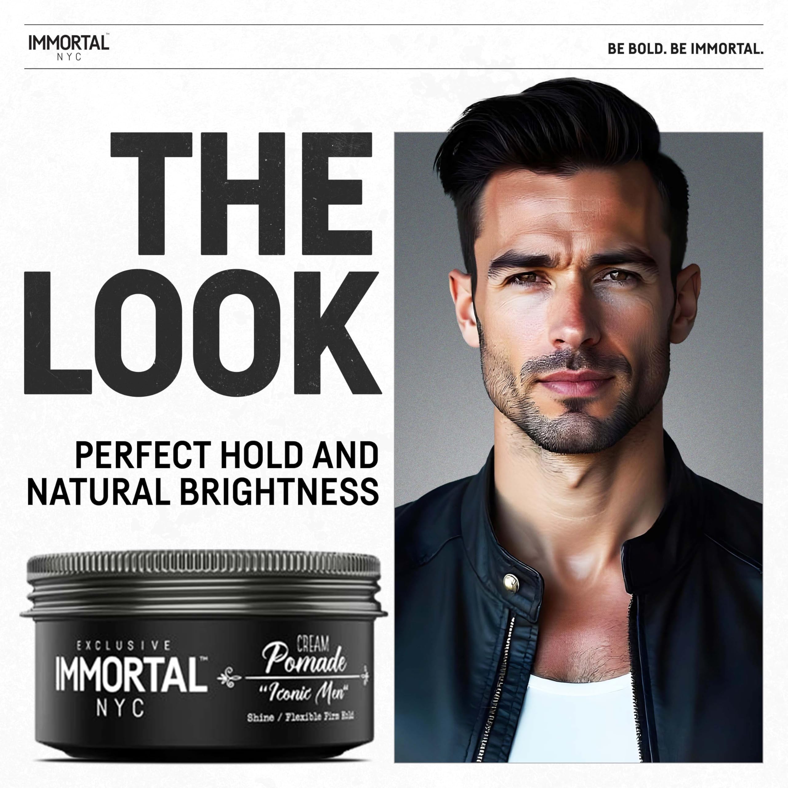 Immortal NYC Iconic Man pomade texture closeup showing flexible hold