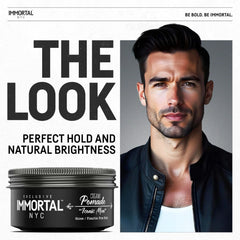 Immortal NYC Iconic Man pomade texture closeup showing flexible hold