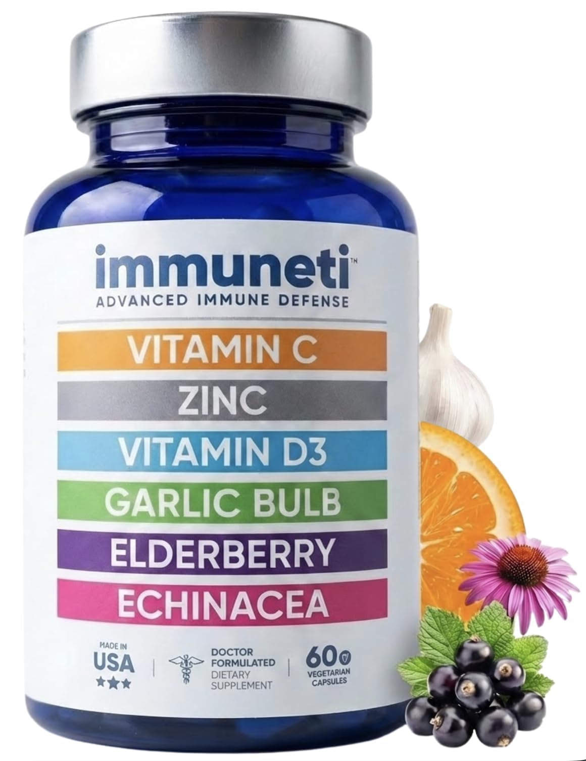 IMMUNETI Advanced Immune Support bottle for daily wellness and convenient supplementation.