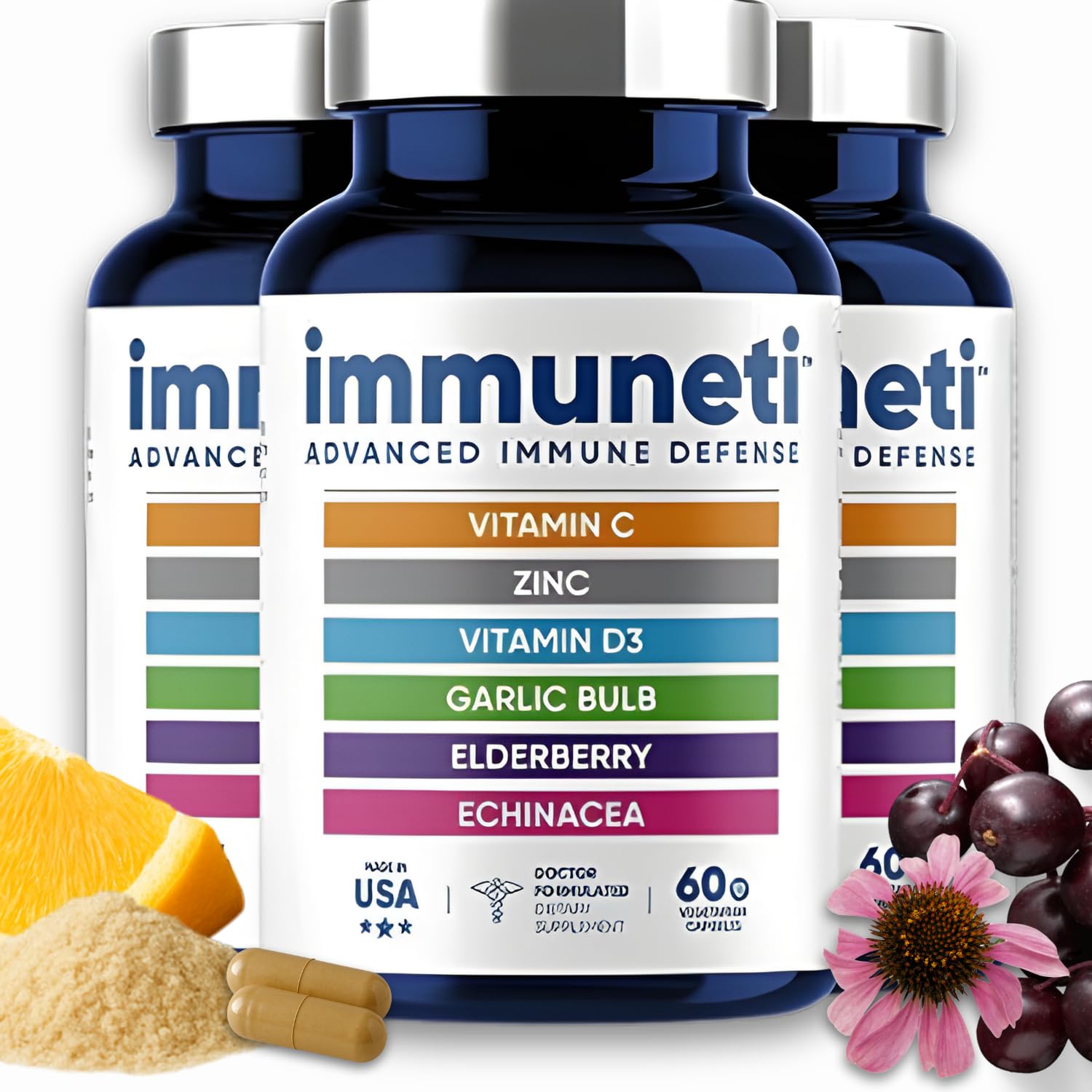 Immuneti Advanced Immunity 6-in-1 bottle image highlighting daily wellness support