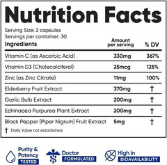 IMMUNETI elderberry extract capsule highlighting antioxidant support.