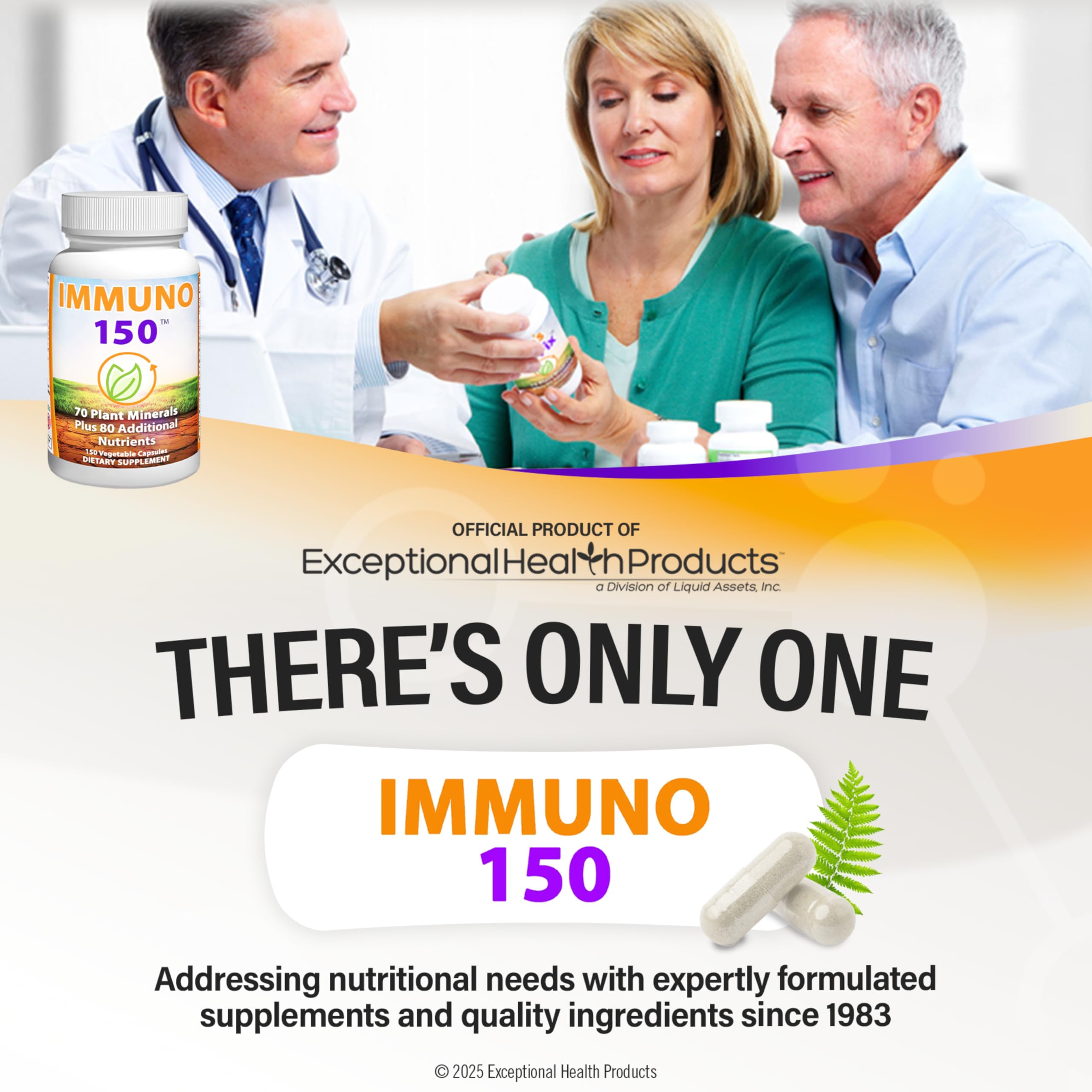 Immuno 150 daily routine scene with a person taking capsules.