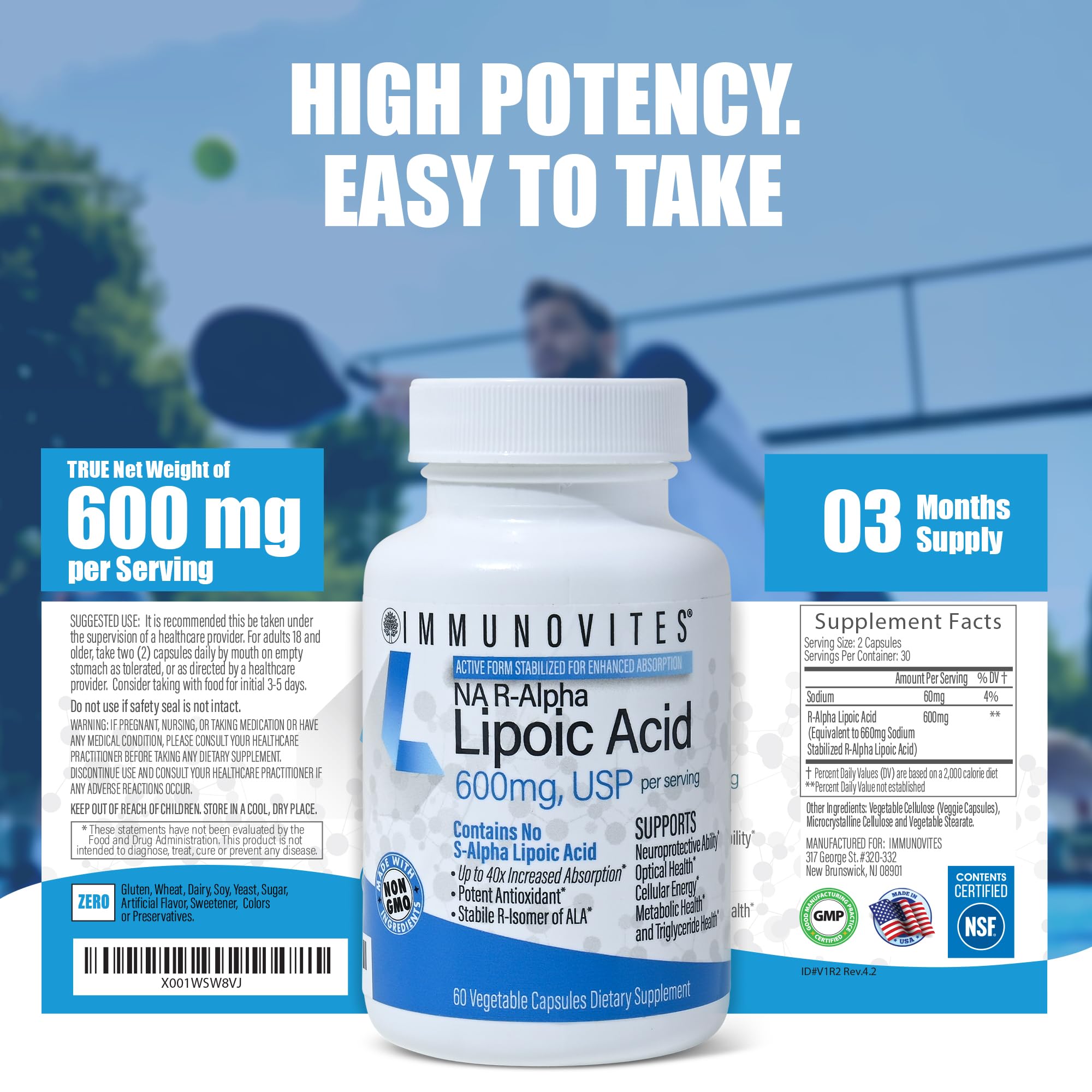 High-potency 40x absorption claim noted on the IMMUNOVITES bottle