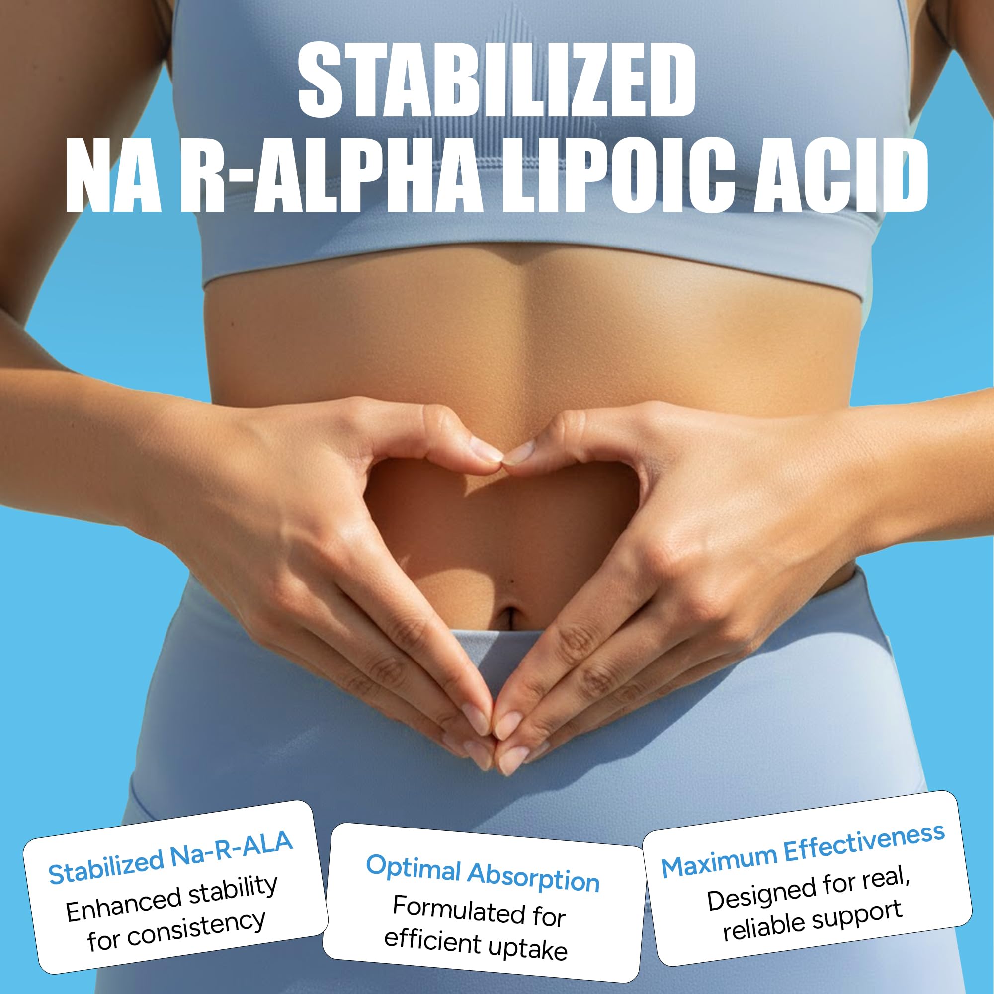 Sodium-stabilized Na-R-ALA bottle emphasizes enhanced stability