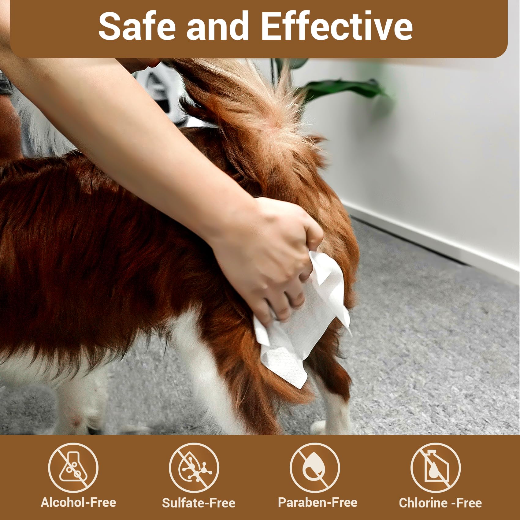 IMMCUTE coconut oil dog wipes large 8x7 inch sheets for quick full-body cleanups.