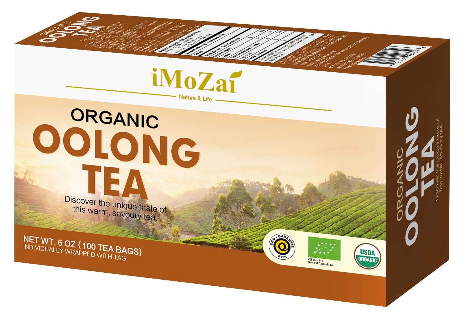 Steeped cup of Imozai Oolong Tea with a bright golden hue.