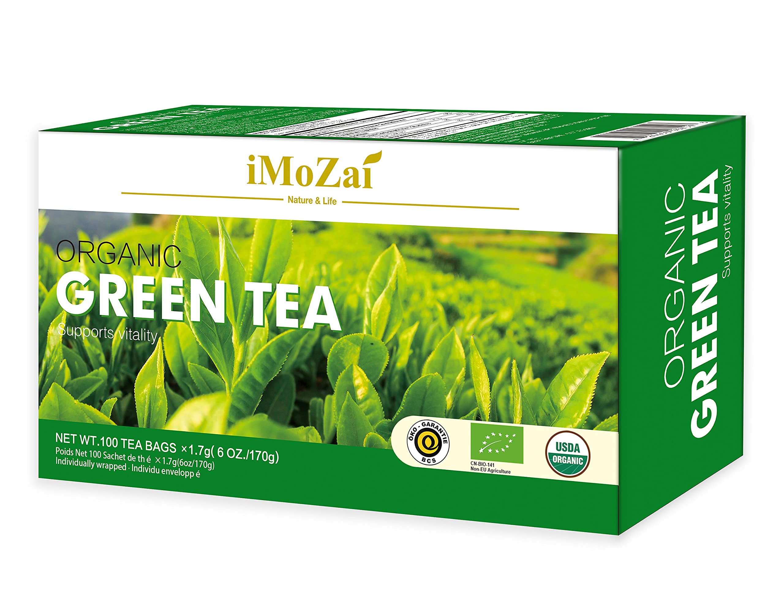 Imozai Organic Green Tea Bags individually wrapped tea bags maintaining aroma