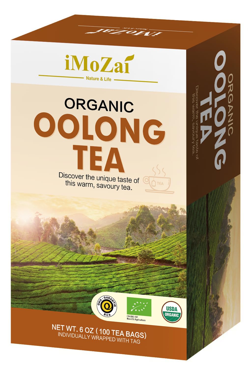Imozai Organic Oolong Tea Bags box ready for everyday use.