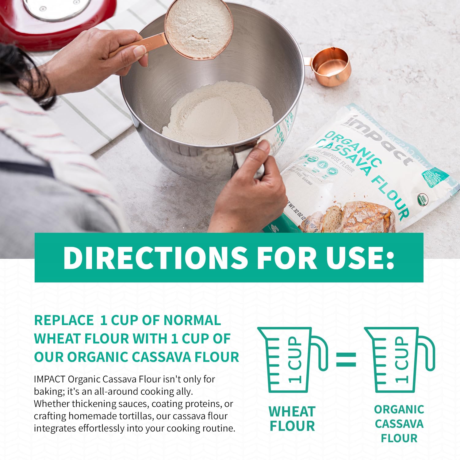 Impact Cassava Flour comes in a convenient 2lb pack