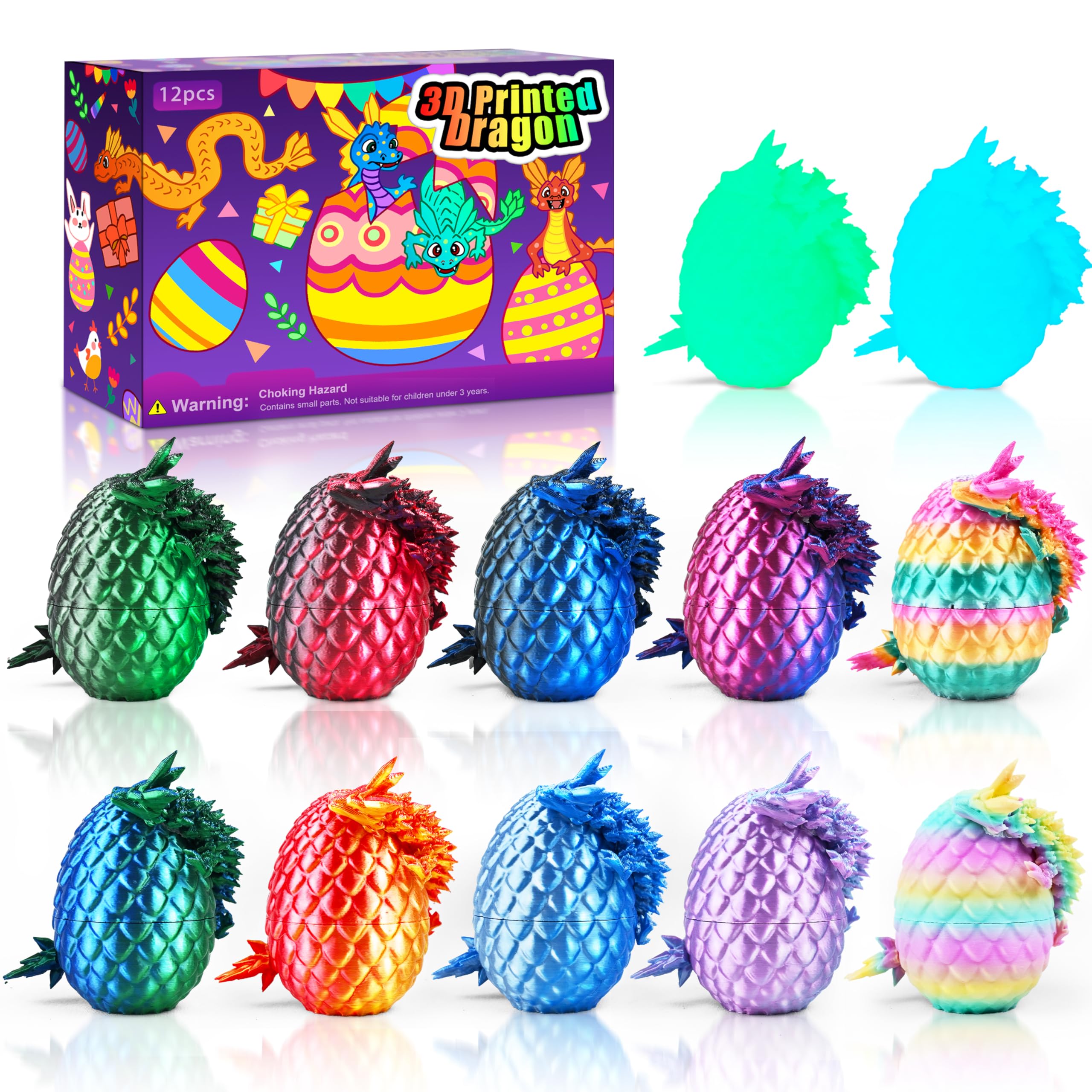 Impossmaker dragon egg set with vibrant colors for Easter fun and anticipation.