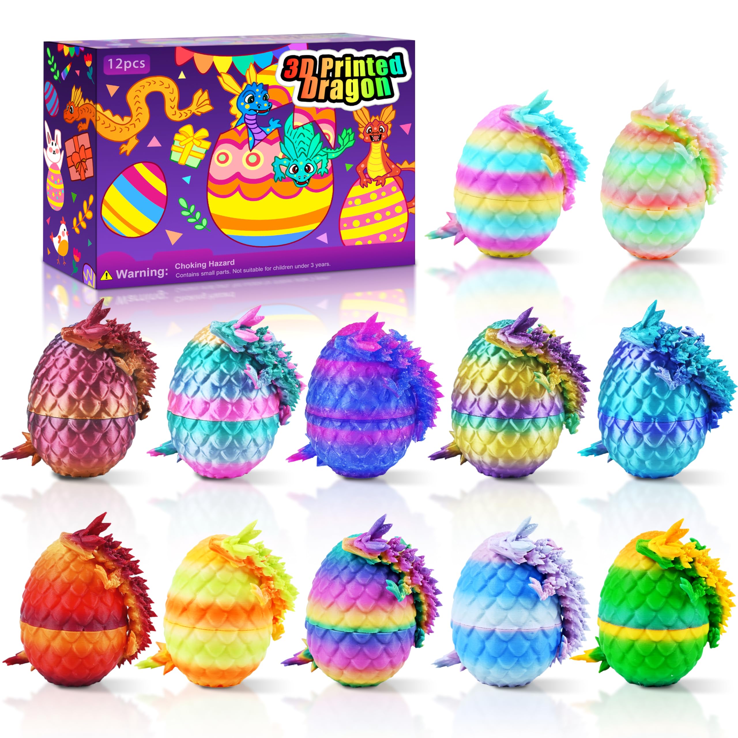 Impossmaker dragon eggs 12pcs set, 3D printed eggs for Easter display and play.