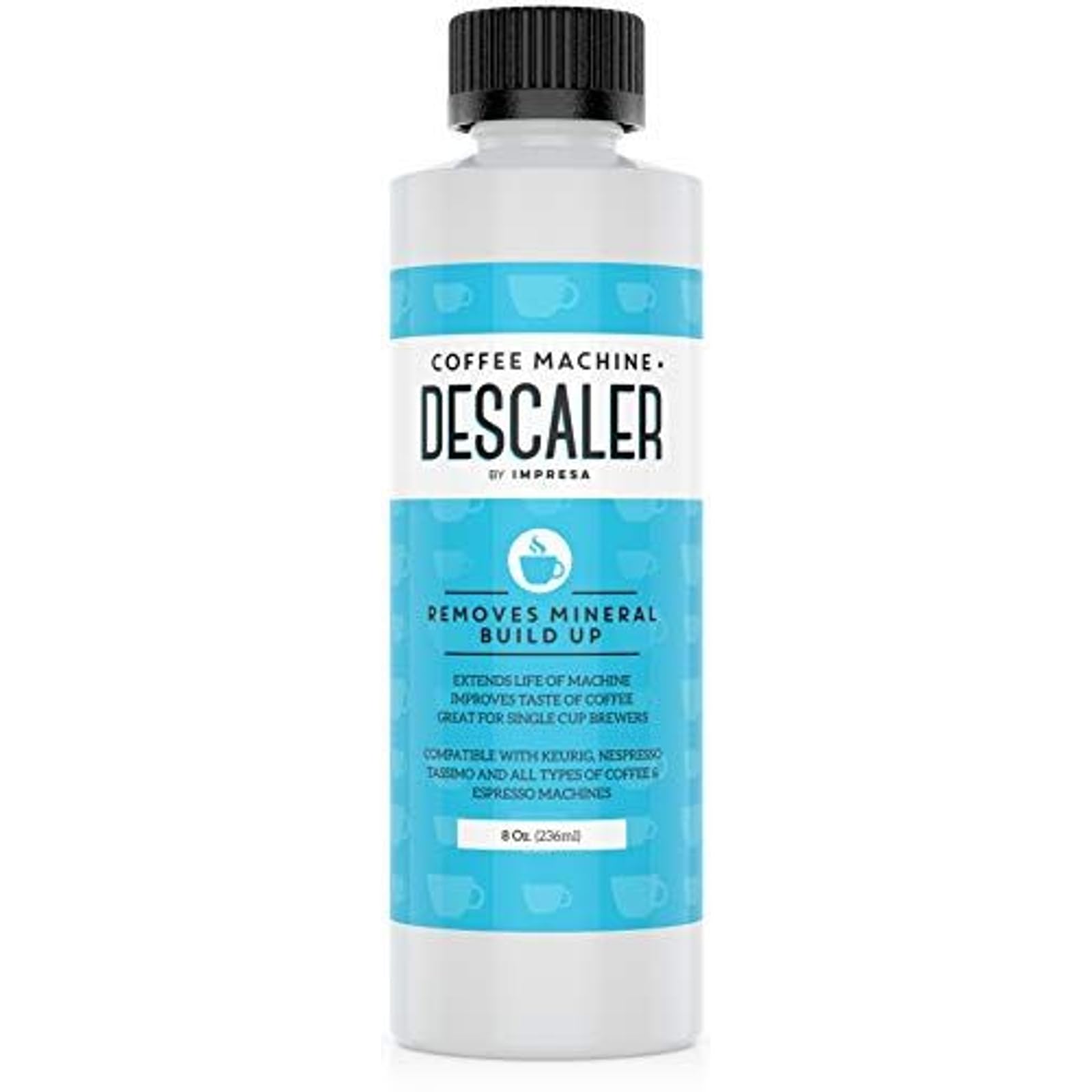 IMPRESA Coffee Descaler bottle, ready for descaling to remove mineral buildup.