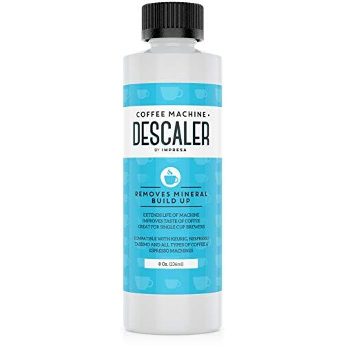IMPRESA Coffee Descaler bottle, ready for descaling to remove mineral buildup.