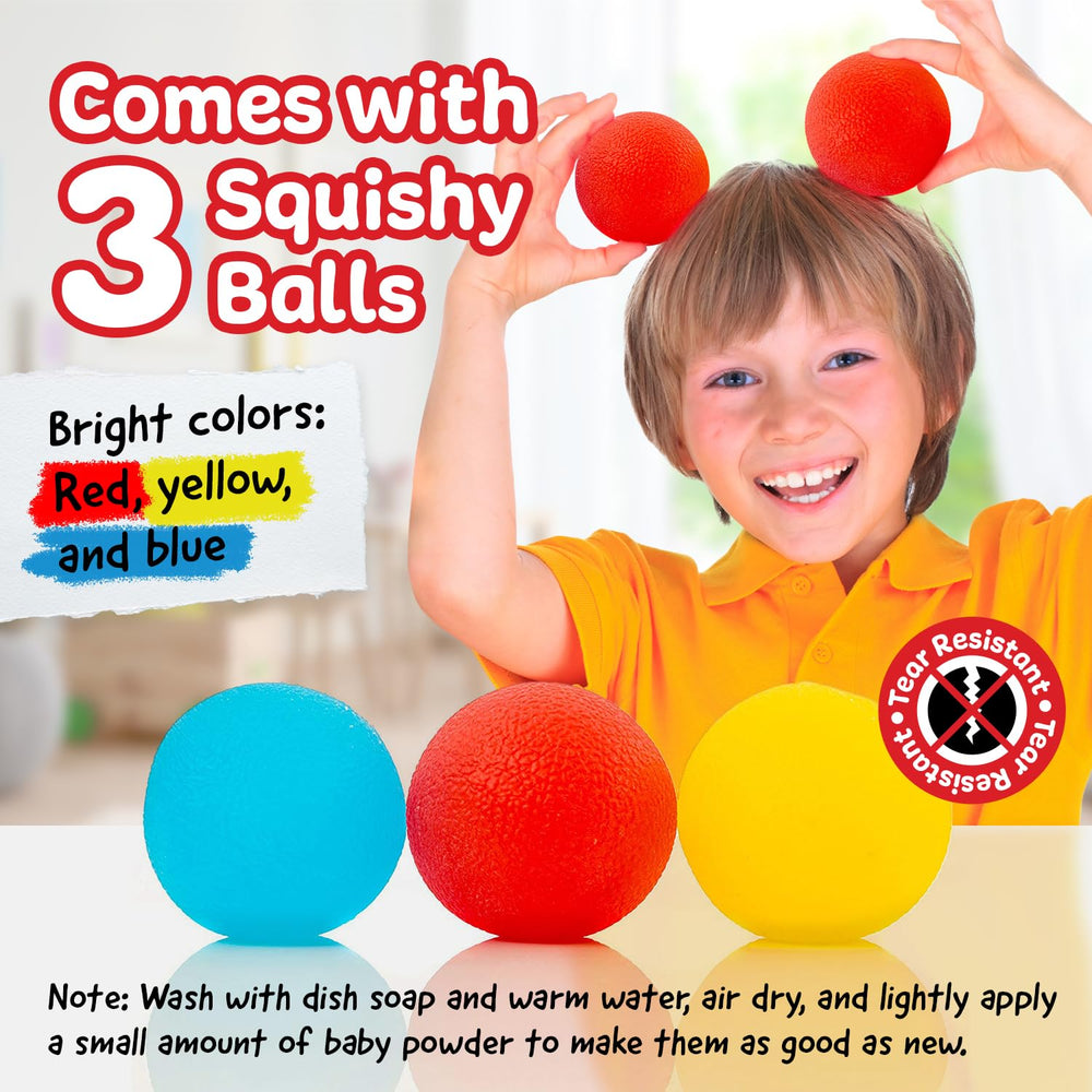 Impresa Squishy Stress Ball close-up with vibrant colors to aid study focus.