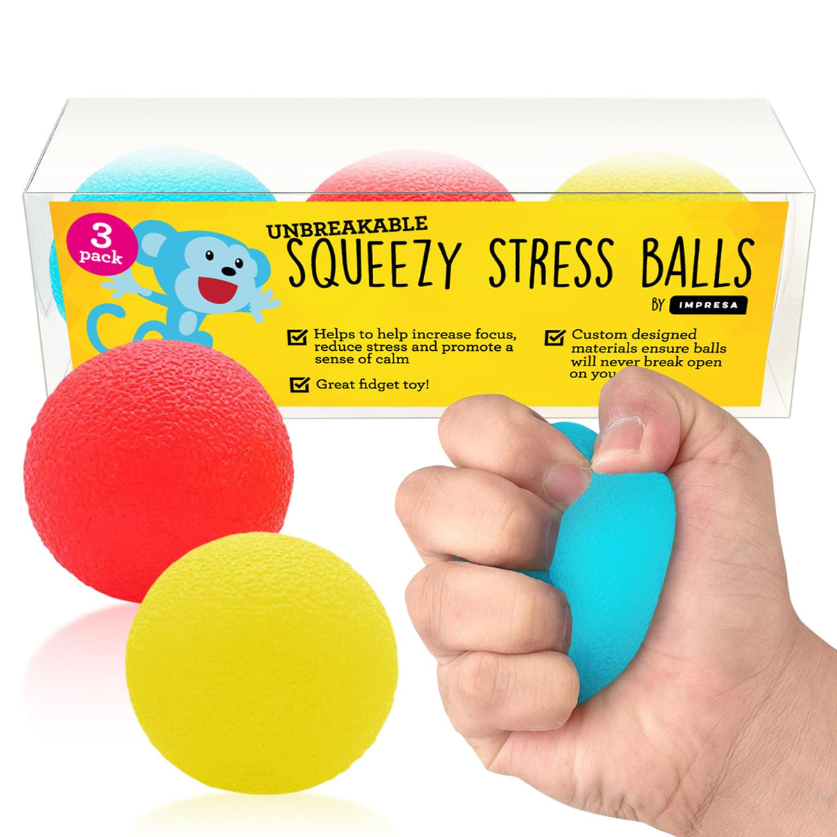 Impresa Squishy Stress Ball Set multicolor close-up for tactile focus and calm moments.