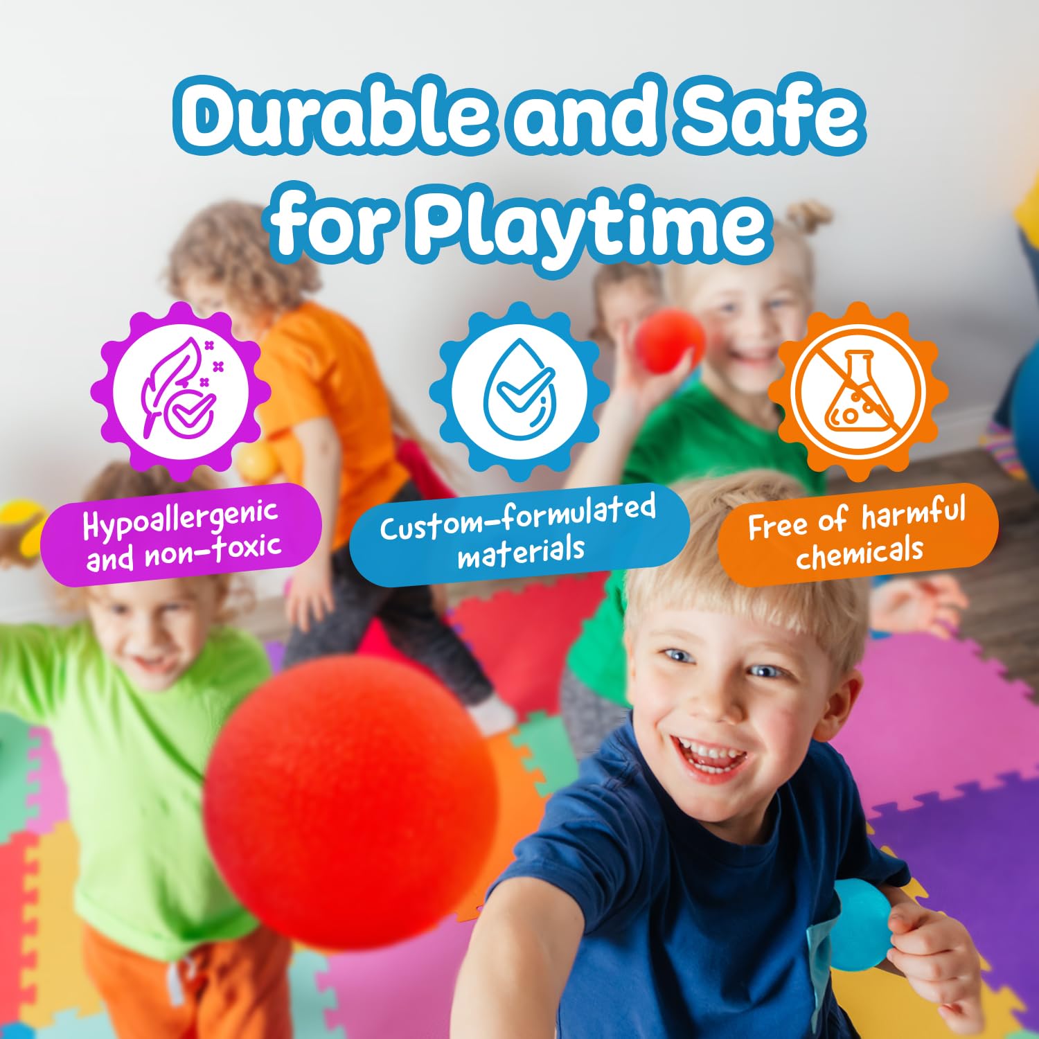 Impresa Squishy Stress Ball Set demonstrating three portable sensory toys for on-the-go use.