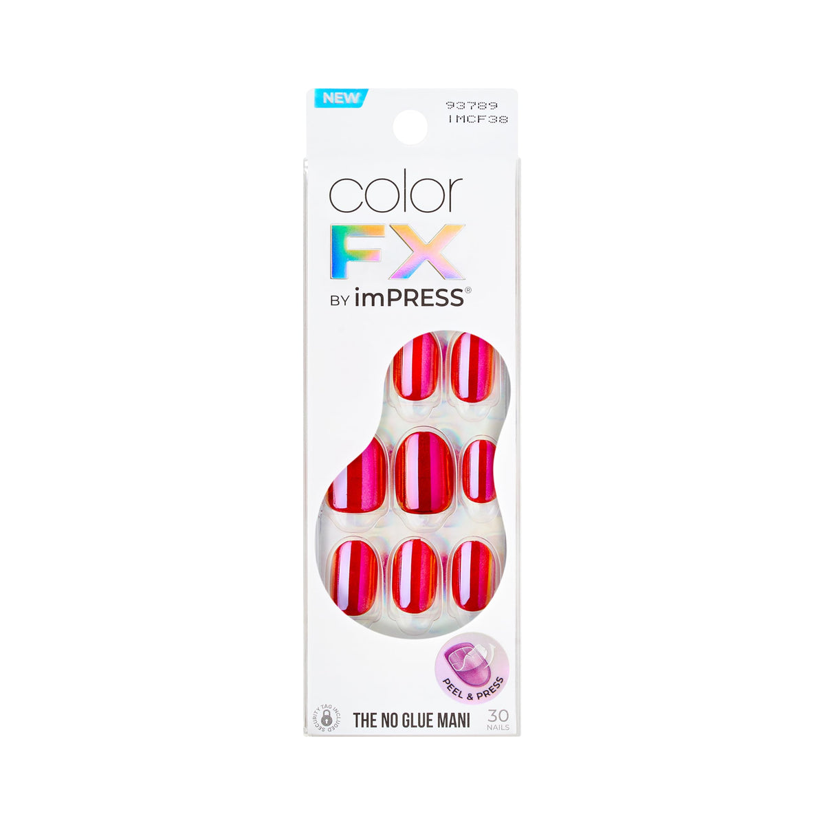 imPRESS ColorFX Floating nails in bold red with pearlescent shine for instant glam.