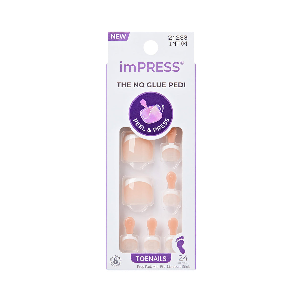 imPRESS Blanc Chic toenails provide a polish-free pedicure with no glue needed.