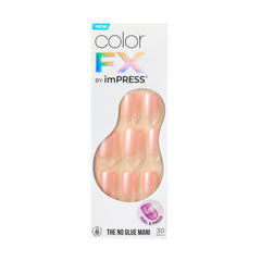 imPRESS No Glue Mani ColorFX Weekends nails in pink with chrome-like finish for at-home glam