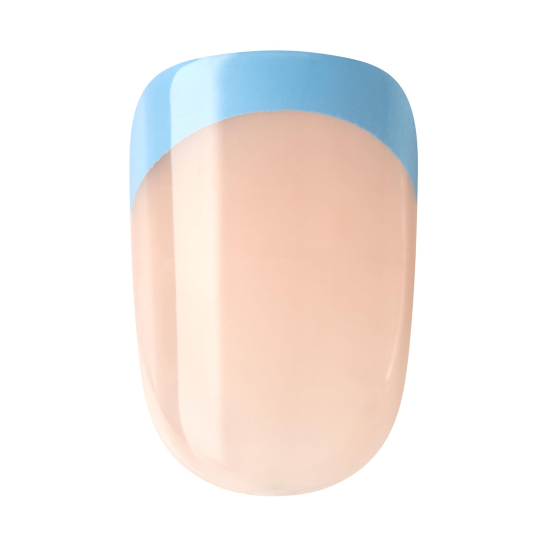 imPRESS Snooze blue contemporary French design closeup on short squoval tips.