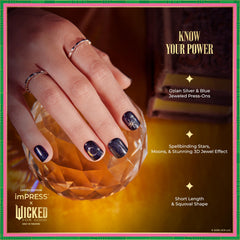 imPRESS Wicked know-your-power blue nails with ombre finish for subtle drama