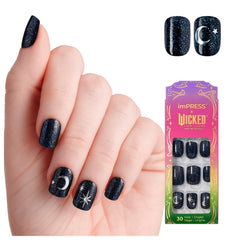 imPRESS Wicked know-your-power blue nails with starry design for bold day-to-night wear