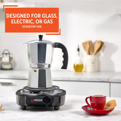 IMUSA moka pot side pour spout for clean pouring