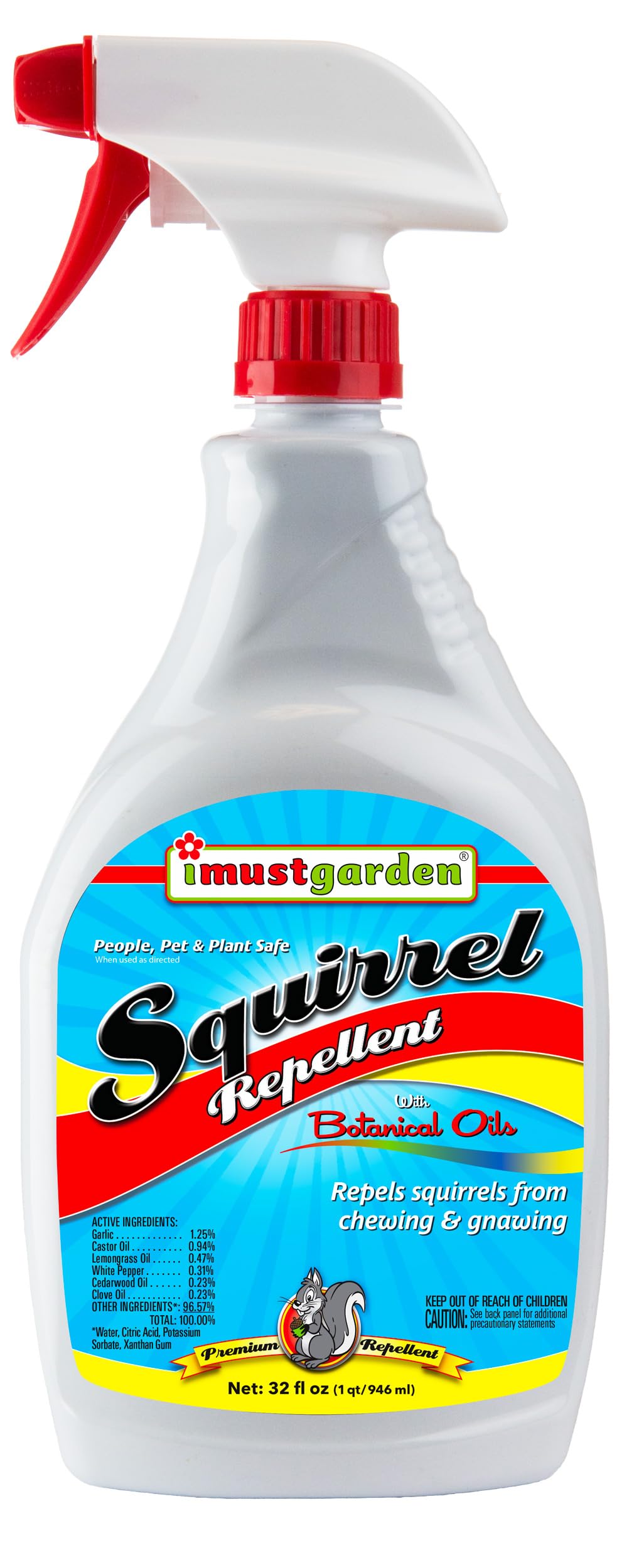 IMUSTGARDEN Squirrel Repellent bottle 32oz deters gnawing on outdoor surfaces