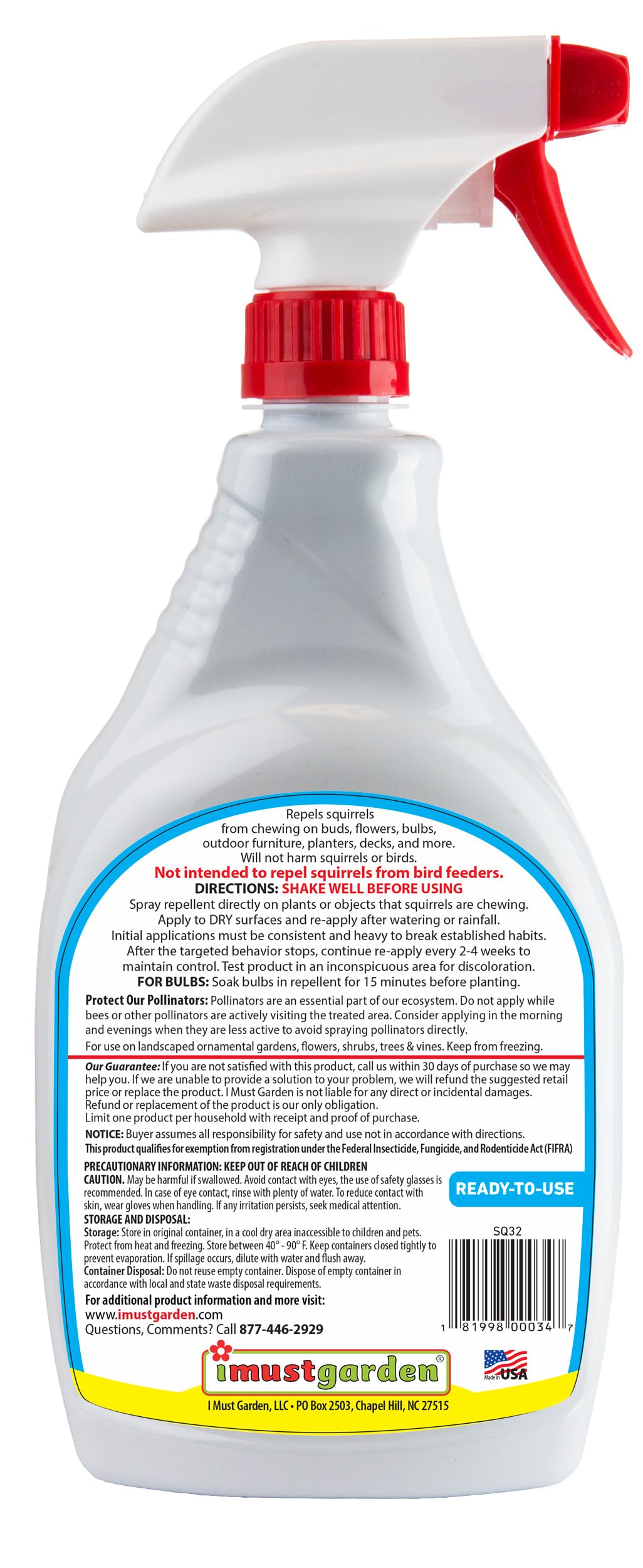 IMUSTGARDEN Squirrel Repellent spray on plants protects foliage from gnawing