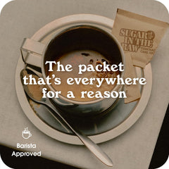 IN THE RAW coffee cup with sugar demonstrates simple, consistent sweetness.