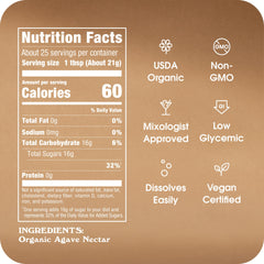 IN THE RAW Organic Light Agave Nectar drizzle over oatmeal for gentle natural sweetness