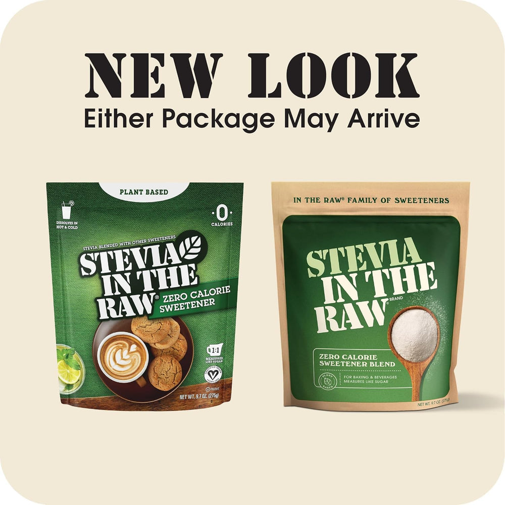 IN THE RAW Stevia bag side view, convenient vegan and gluten-free sweetener