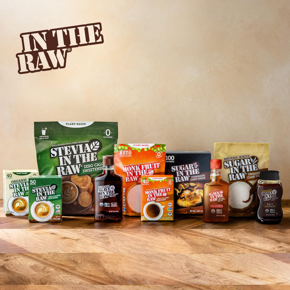 IN THE RAW zero calorie tablets perfect for tea, coffee, and more.