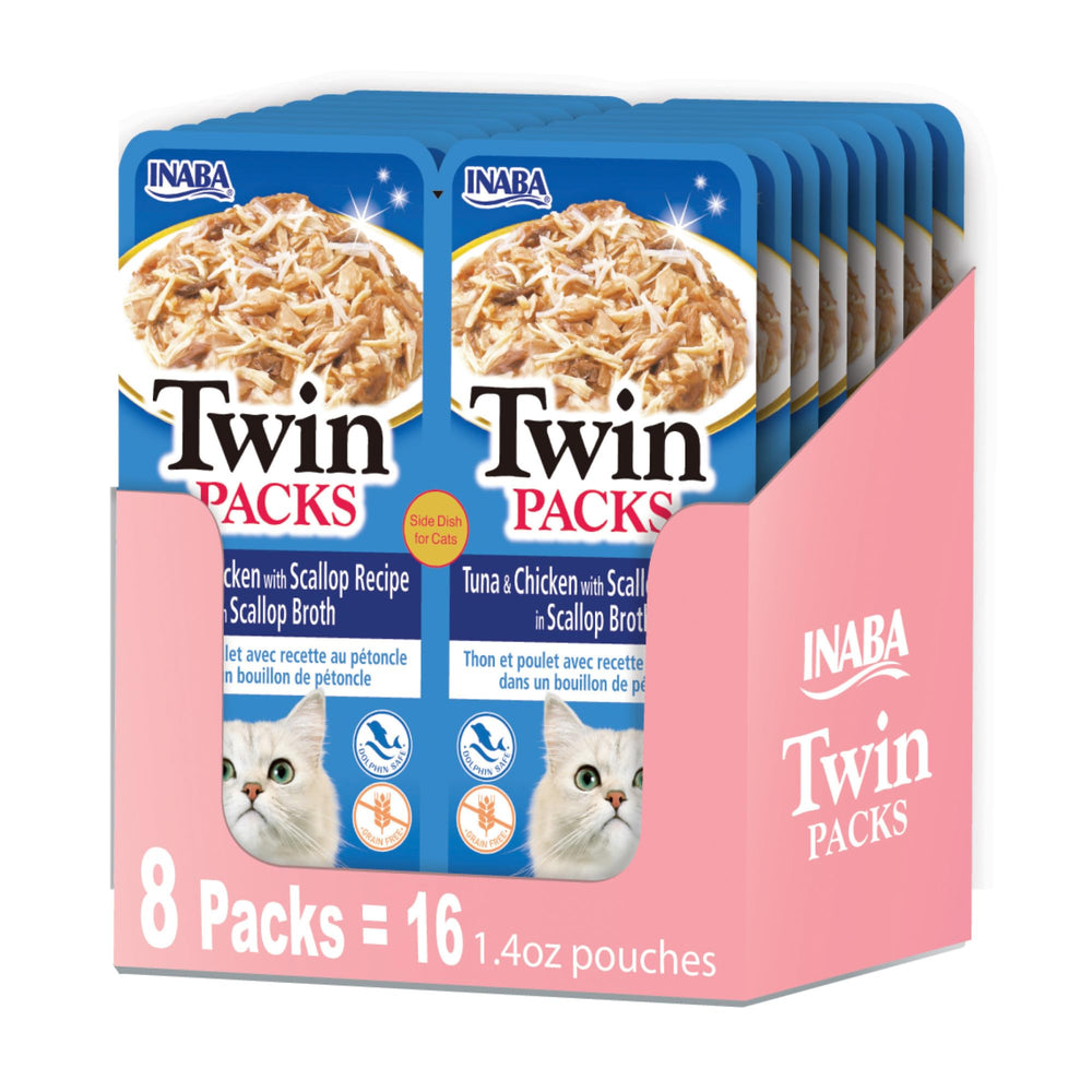 INABA Paires Jumelées pour chats avec morceaux de poulet dans bouillon gelé, garniture savoureuse