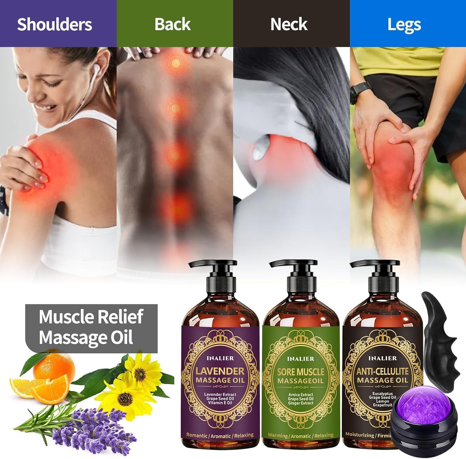INALIER massage ball roller aids knot release and targeted tension relief