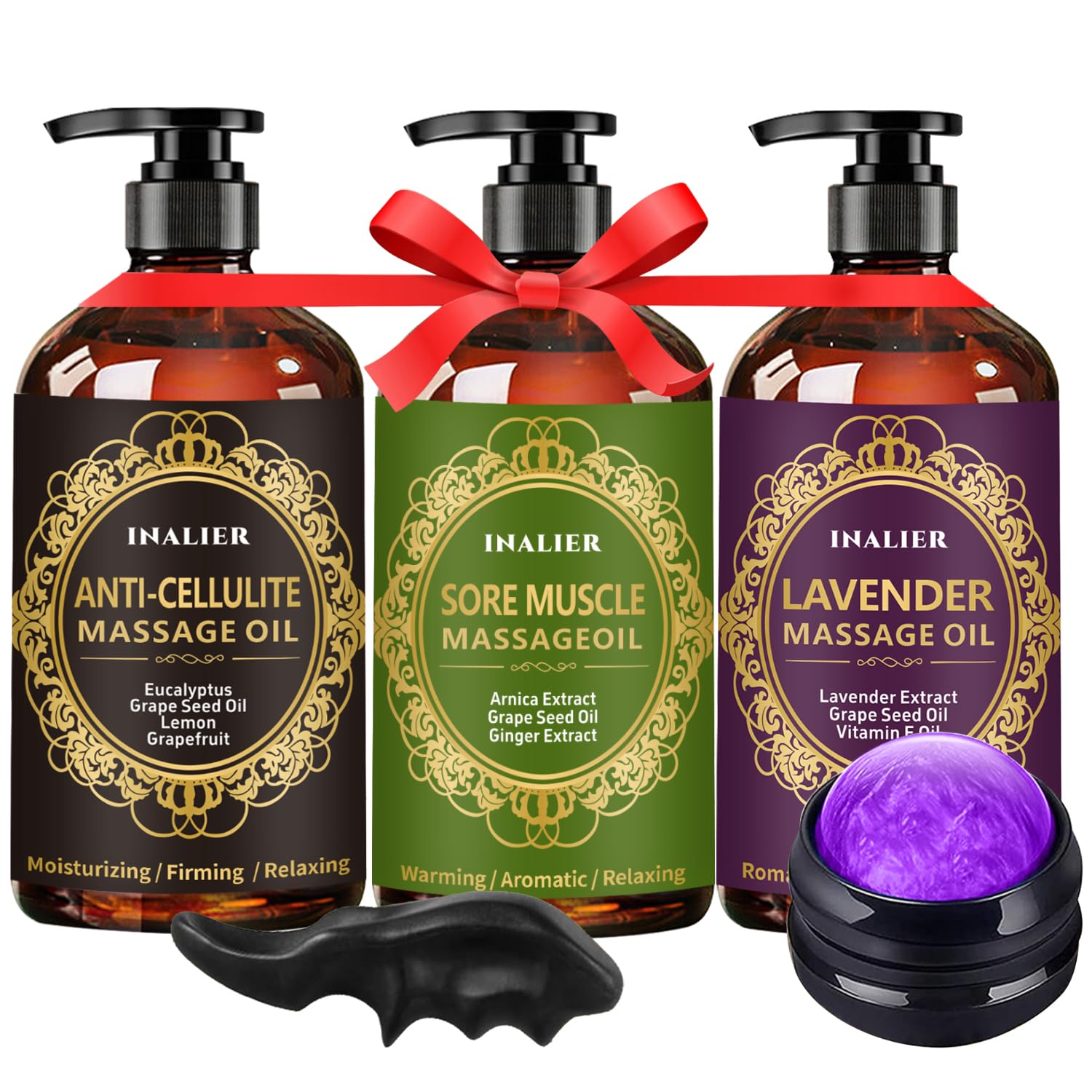 INALIER massage oil trio pack for at-home spa relaxation and gift-ready use