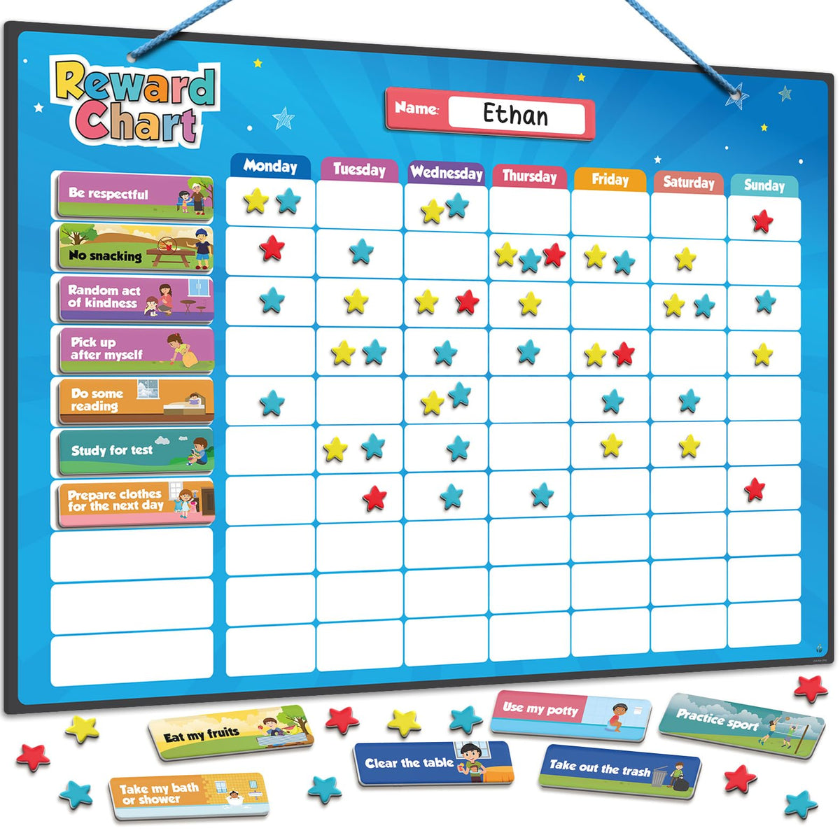 inamio reward chart with 3D stars motivates kids to tackle tasks