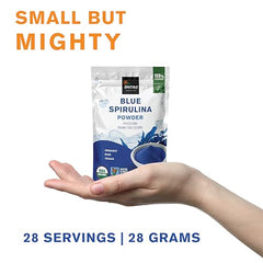 Incas blue spirulina smoothie; natural color boost for drinks.