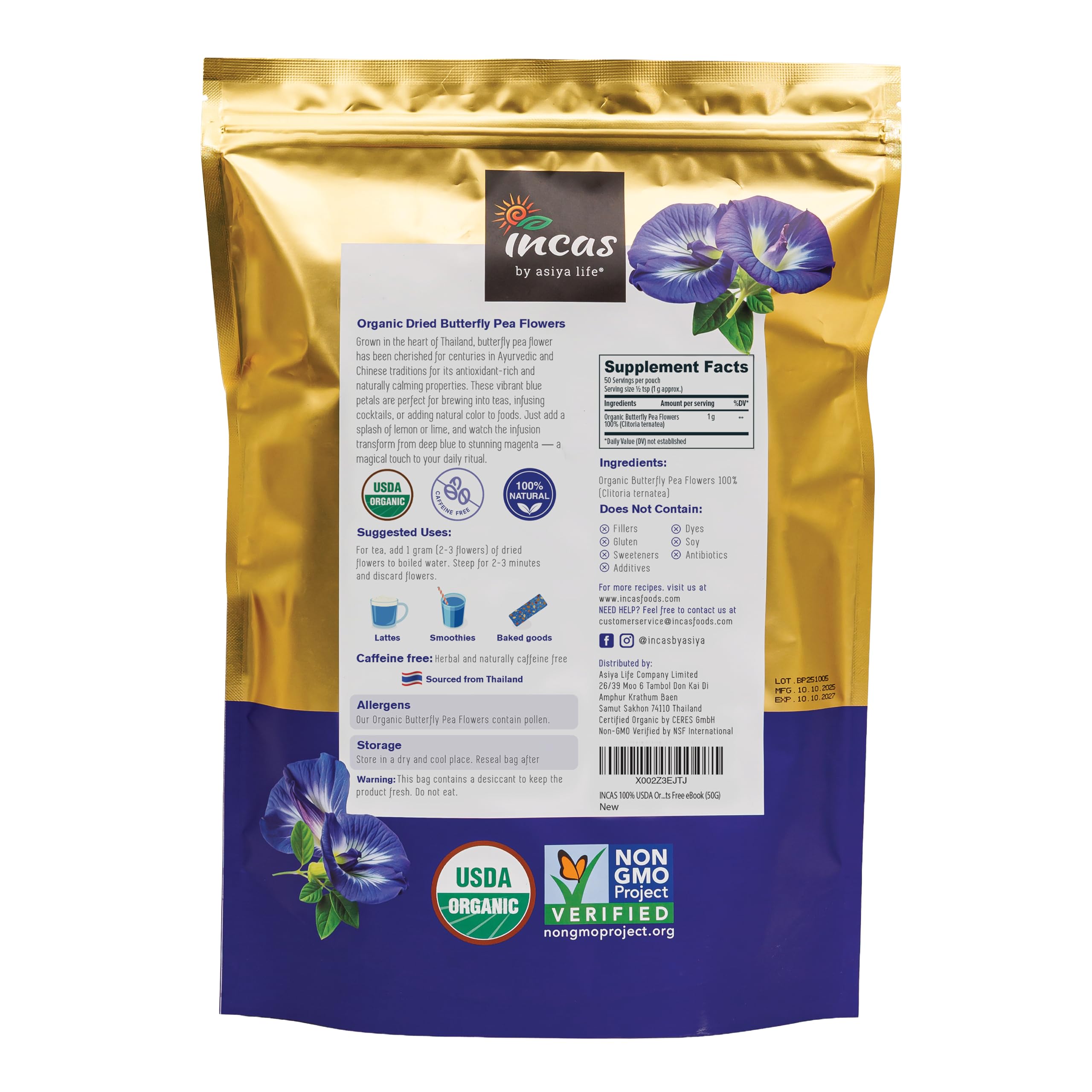 Incas by Asiya Life eBook included to guide butterfly pea flower uses.